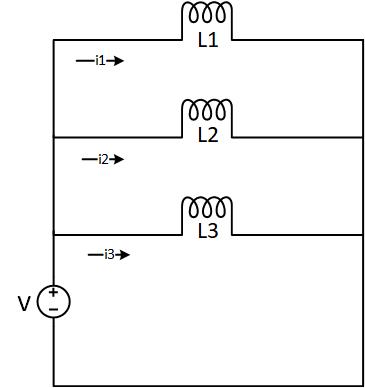 inductance of an Inductors in Parallel circuit and voltage across the inductor