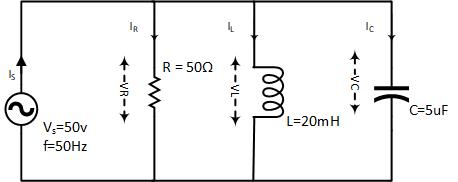 RLC Parallel example circuit diagram