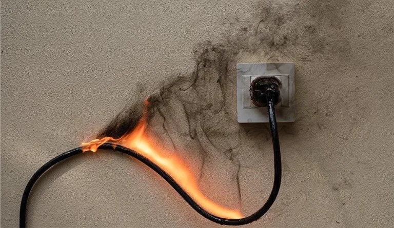 Dangerous electrical fire from socket
